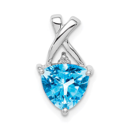 14K Weißgold Blautopas- und Weißtopas-Trillant-Anhänger