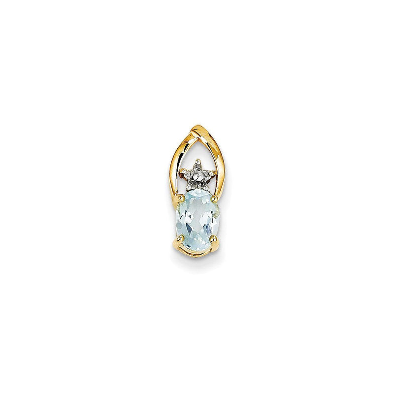 14K Gelbgold Anhänger, oval, mit echtem Diamant und blauem Topas