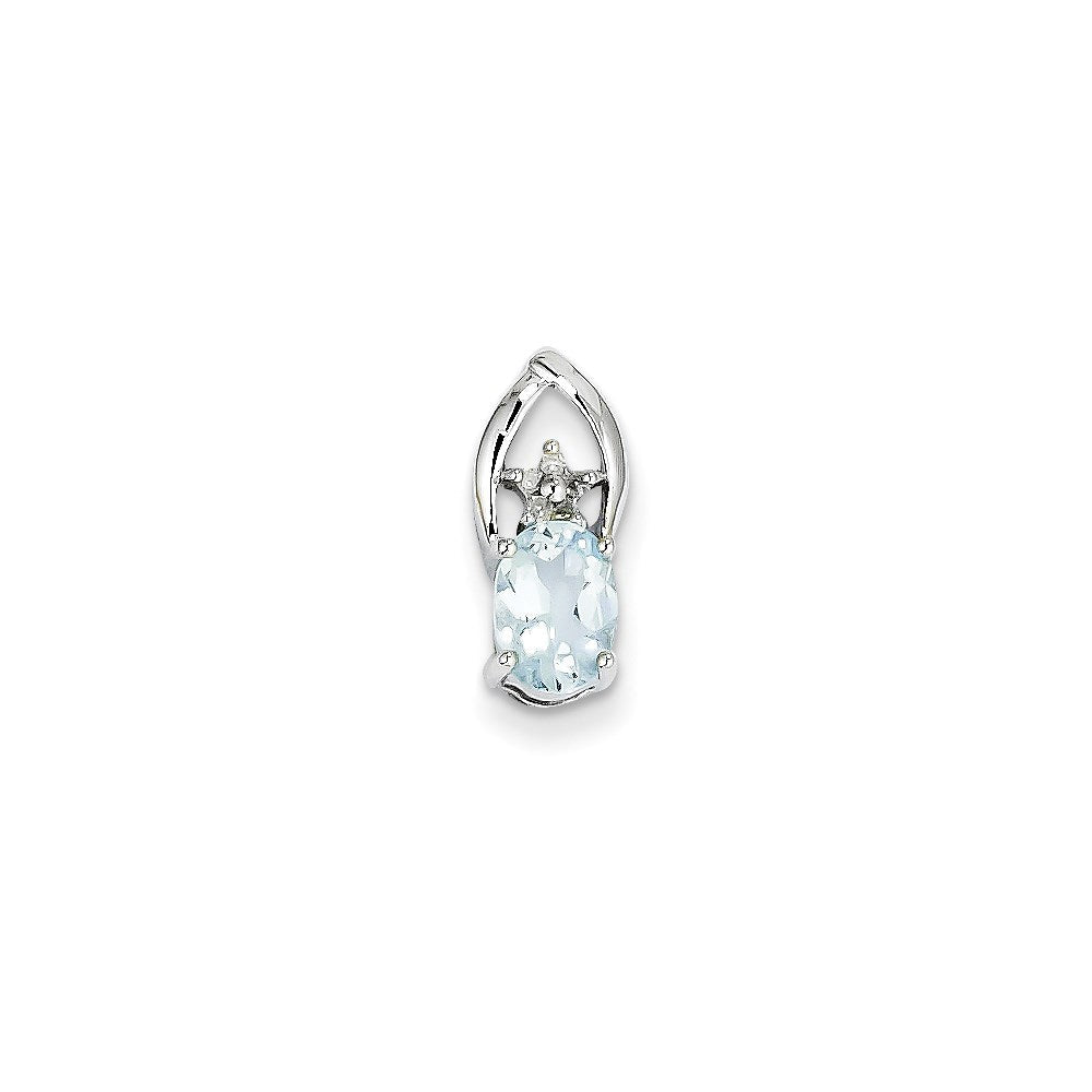 14K Weißgold-Anhänger mit echtem Diamant und Blautopas