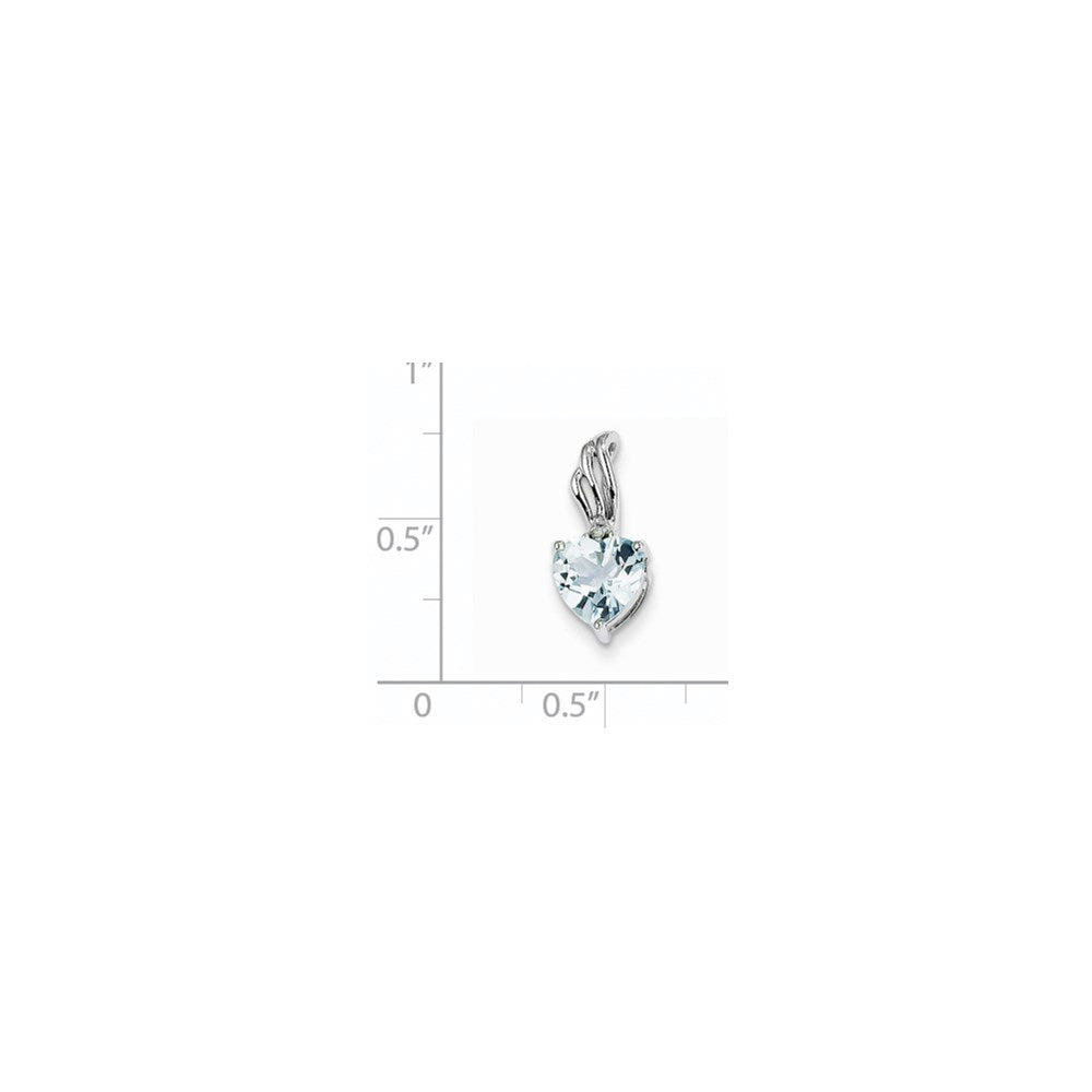 14K Weißgold Herzanhänger mit Diamant und Blautopas
