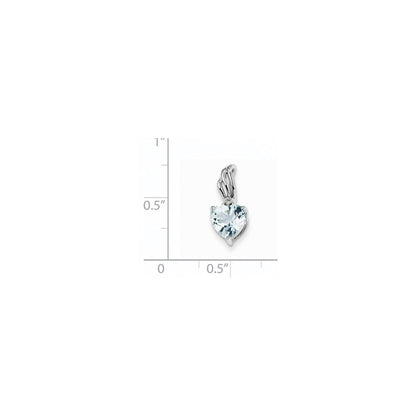14K Weißgold Herzanhänger mit Diamant und Blautopas