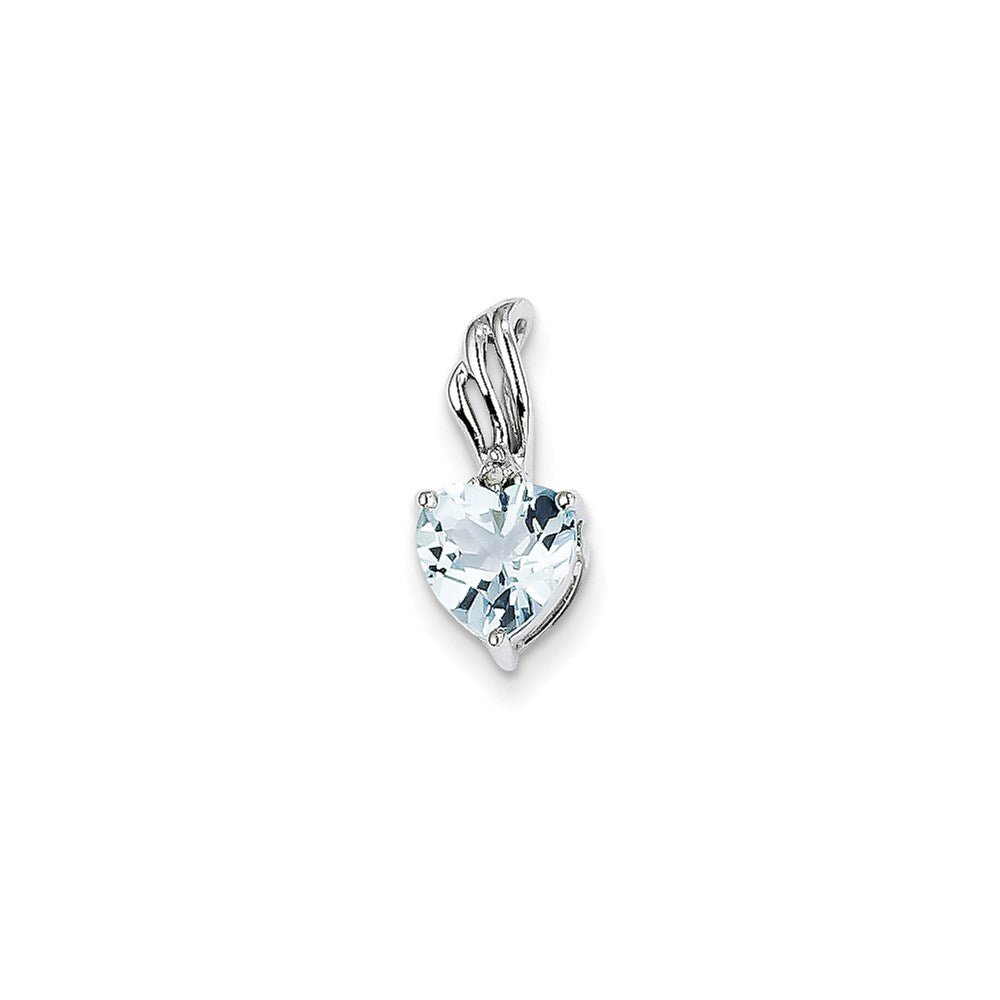 14K Weißgold Herzanhänger mit Diamant und Blautopas