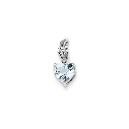 14K Weißgold Herzanhänger mit Diamant und Blautopas