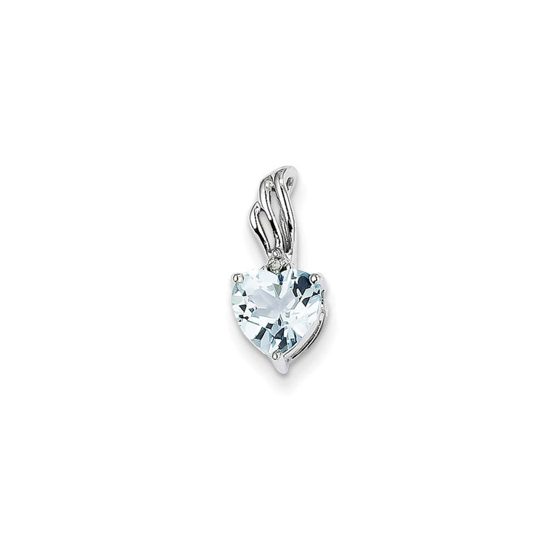 14K Weißgold Herzanhänger mit Diamant und Blautopas