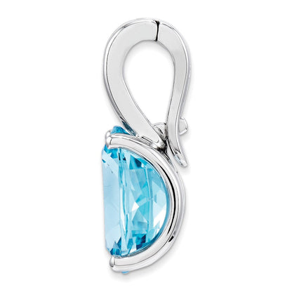 14K Weißgold Anhänger, oval, mit echtem Diamant und blauem Topas