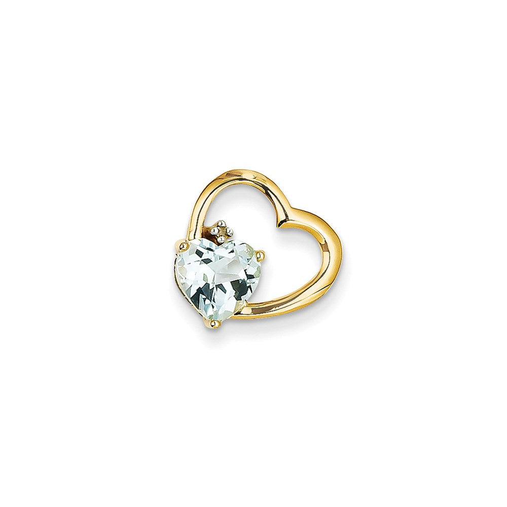 14K Gelbgold Herz-Anhänger mit echten Diamanten und blauem Topas
