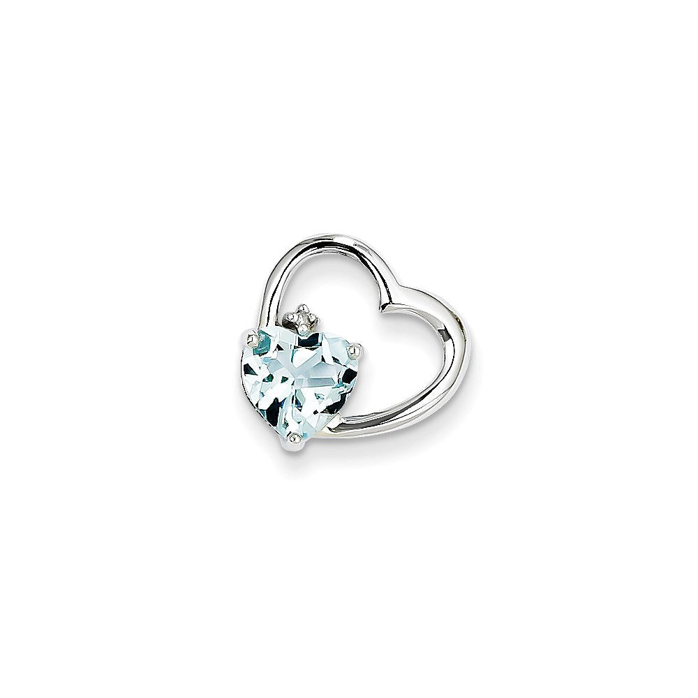 14K Weißgold Anhänger mit echtem Diamant und Blautopas