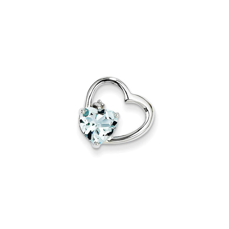 14K Weißgold Anhänger mit echtem Diamant und Blautopas