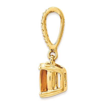 14K Gelbgold Anhänger mit echtem Diamant und Citrin