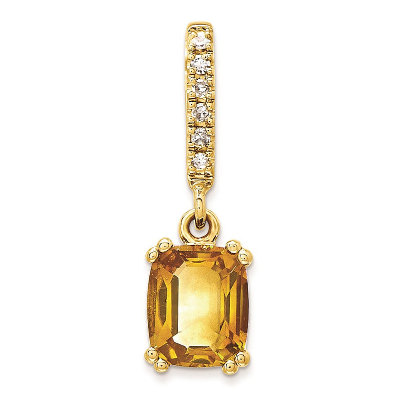 14K Gelbgold Anhänger mit echtem Diamant und Citrin
