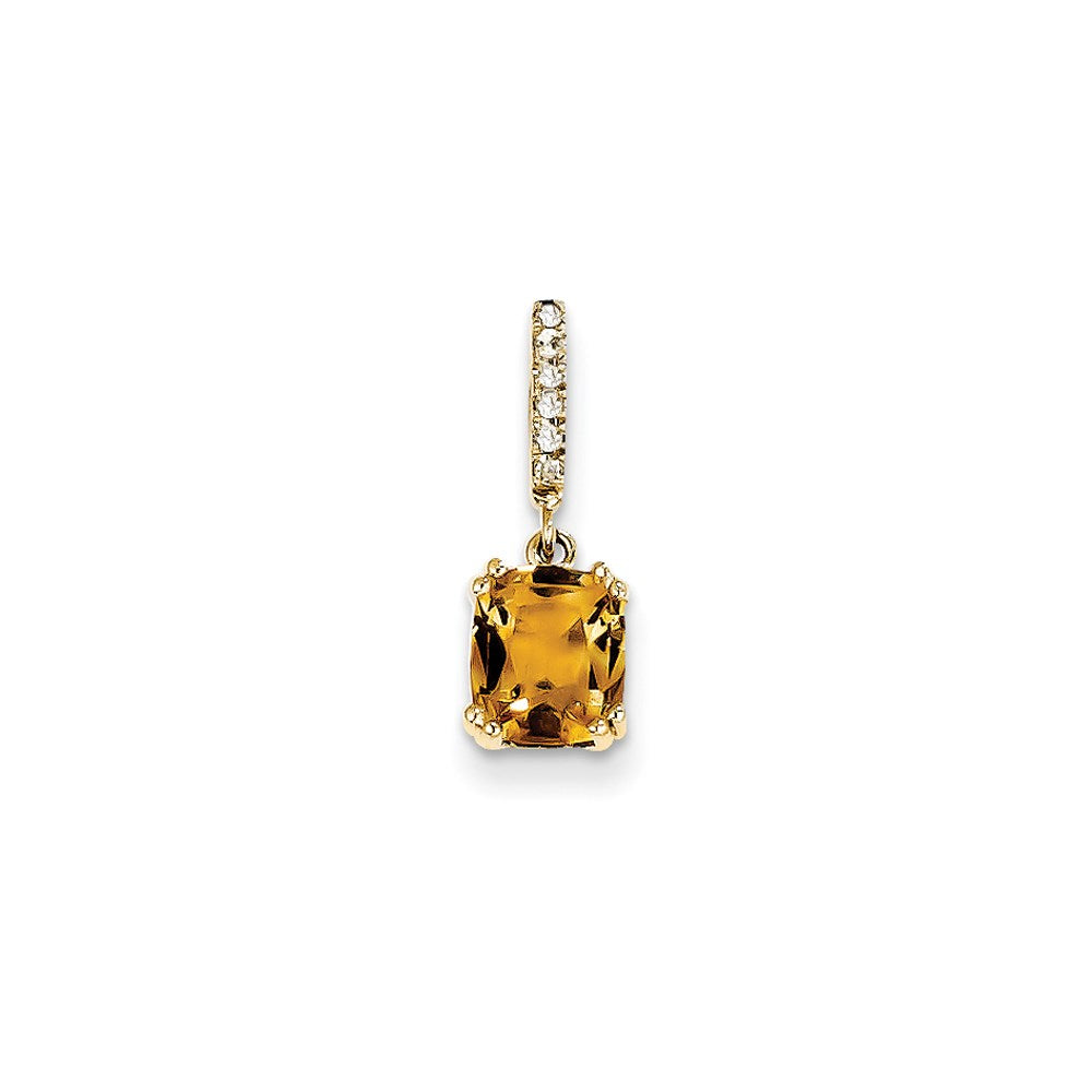14K Gelbgold Anhänger mit echtem Diamant und Citrin