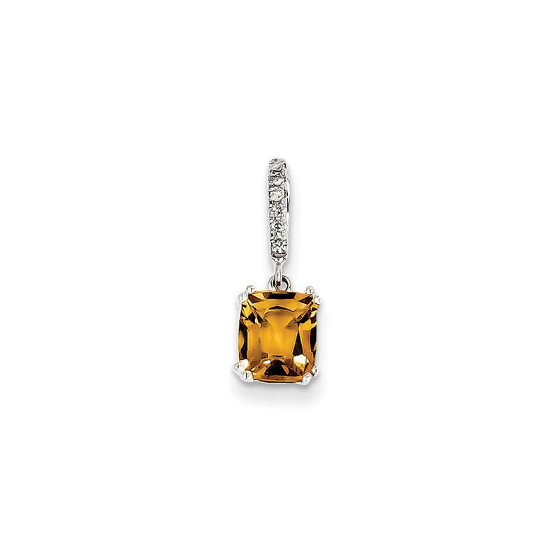 14K Weißgold Anhänger mit echtem Diamant und Citrin