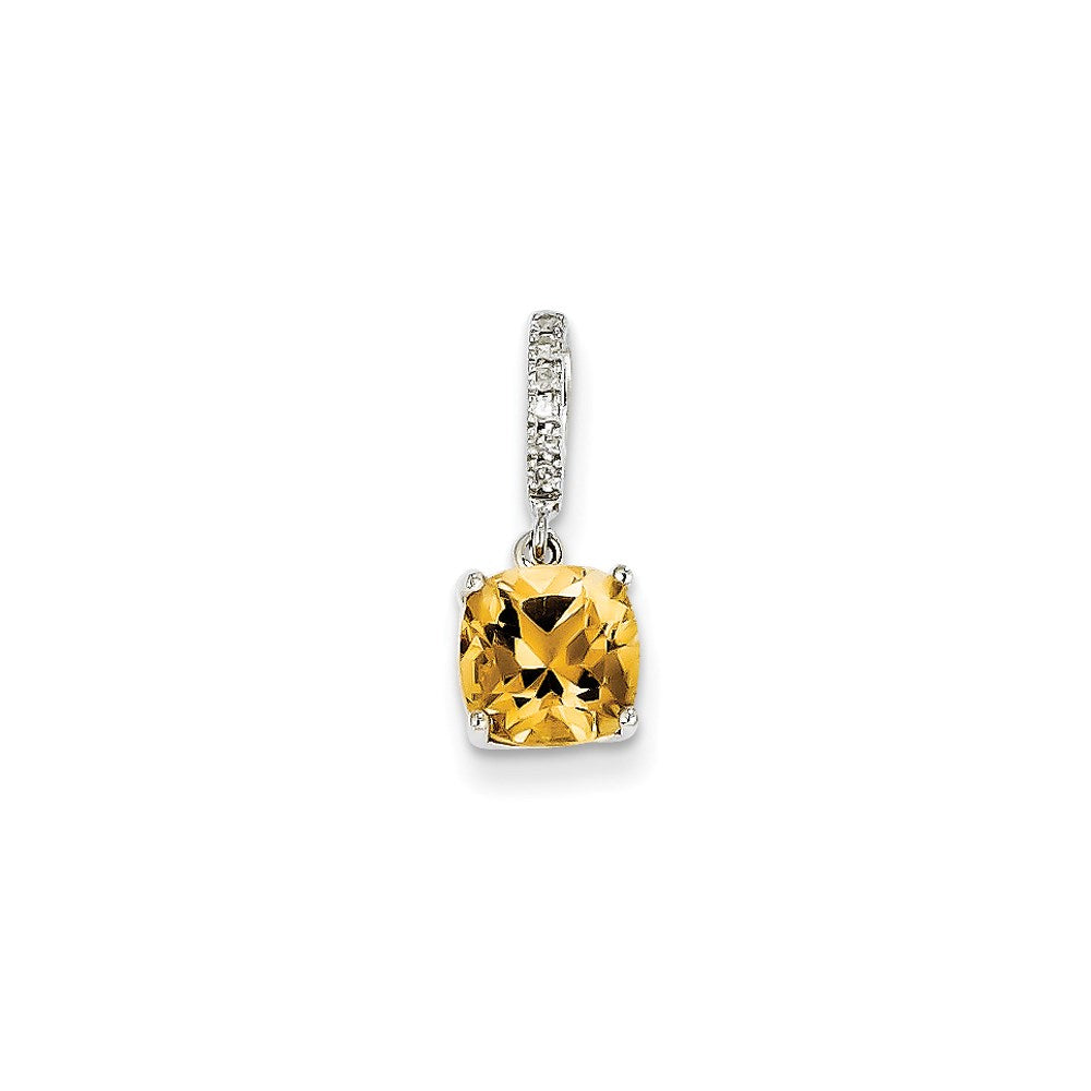 14K Weißgold Anhänger mit echtem Diamant und Citrin