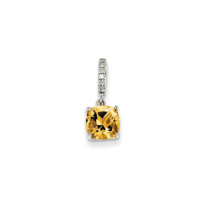 14K Weißgold Anhänger mit echtem Diamant und Citrin