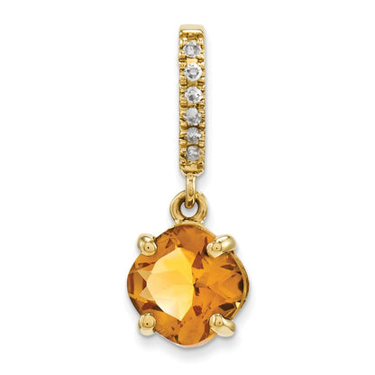 14K Gelbgold Anhänger mit echtem Diamant und Citrin
