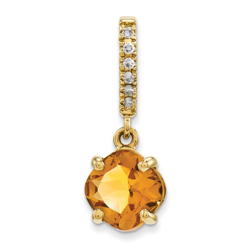 14K Gelbgold Anhänger mit echtem Diamant und Citrin