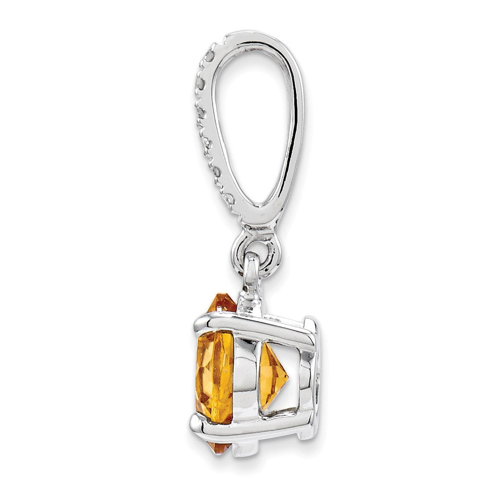 14K Weißgold Anhänger mit echtem Diamant und Citrin