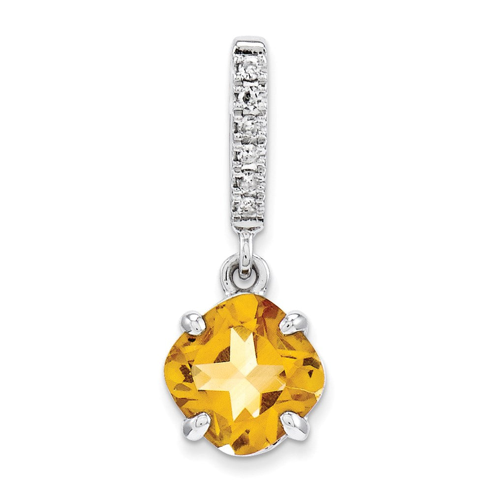 14K Weißgold Anhänger mit echtem Diamant und Citrin