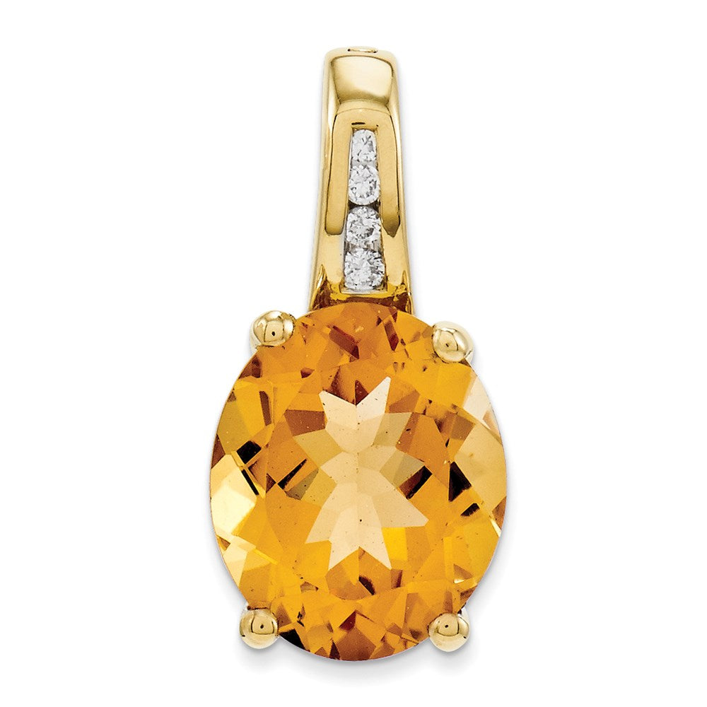 14K Gelbgold Anhänger, oval, mit echten Diamanten und Citrin