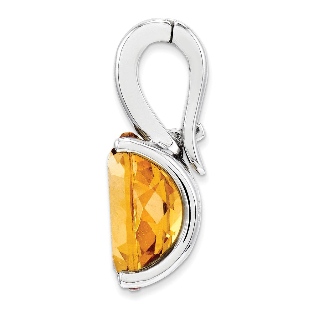 14K Weißgold Anhänger, oval, mit echtem Diamant und Citrin