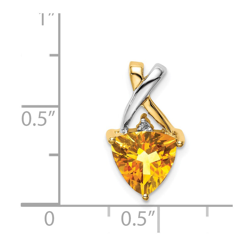 14K Gelbgold & Rhodium Citrin- und Weißtopas-Trillant-Anhänger