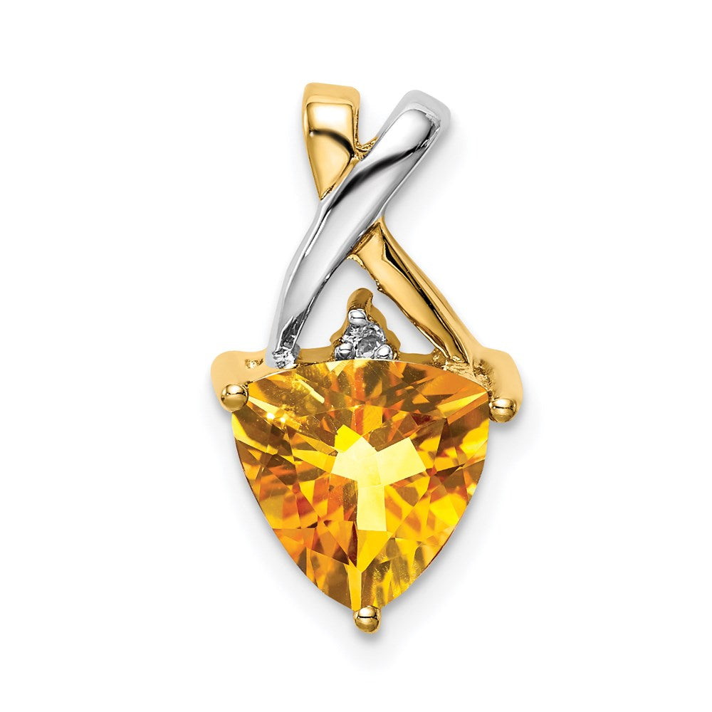 14K Gelbgold & Rhodium Citrin- und Weißtopas-Trillant-Anhänger
