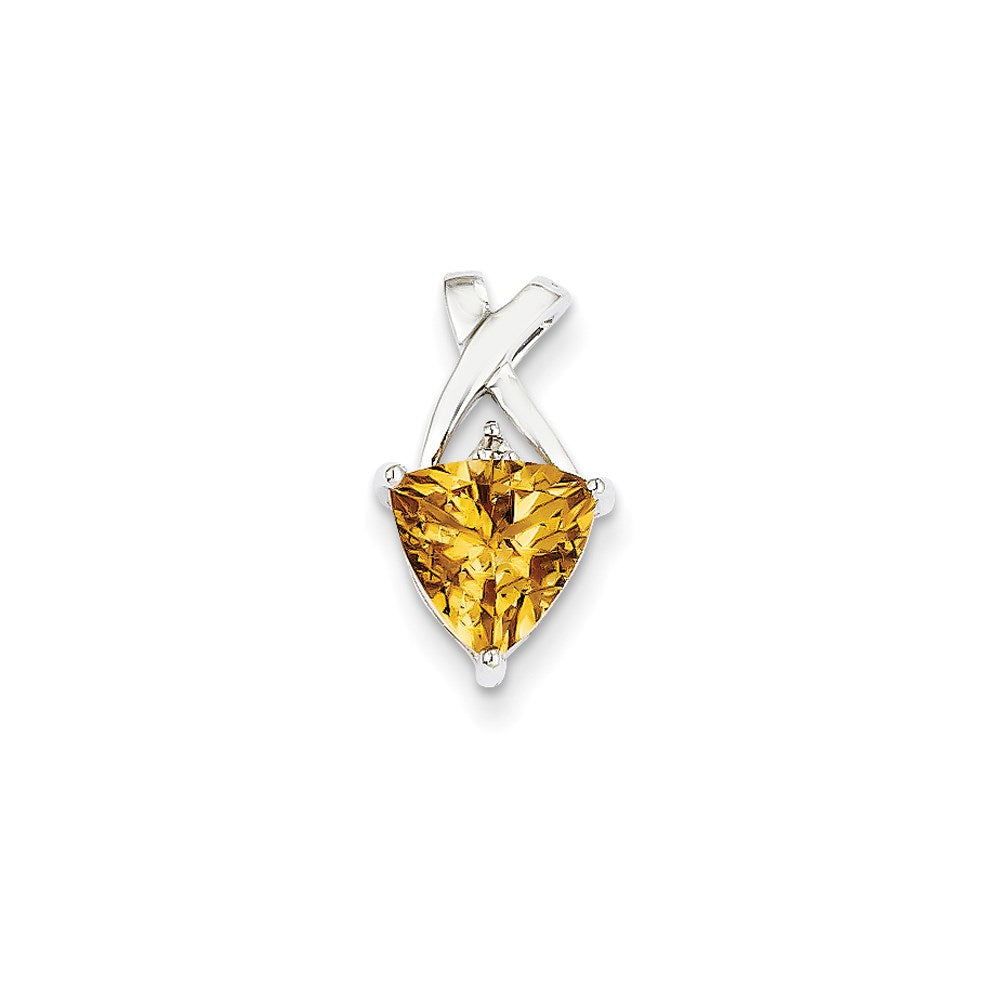 14k Weißgold Citrin- und Weißtopas-Anhänger im Trillion-Schliff