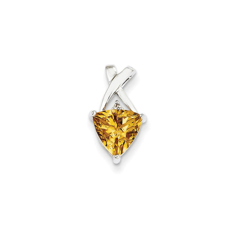 14k Weißgold Citrin- und Weißtopas-Anhänger im Trillion-Schliff
