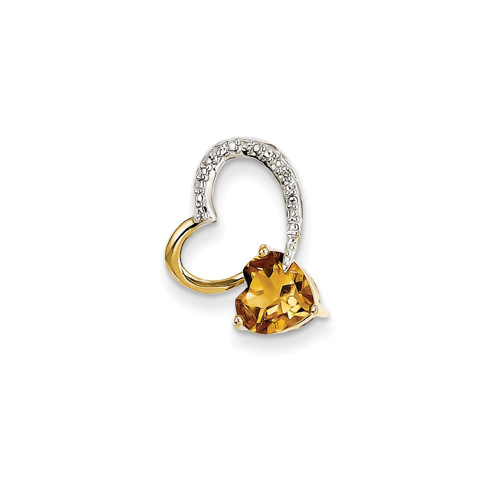 14K Gelbgold Anhänger mit echtem Diamant und Citrin