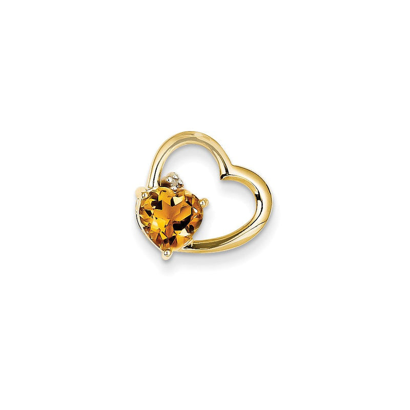 14K Gelbgold Herzanhänger mit echten Diamanten und Citrin