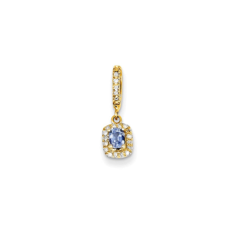 14K Gelbgold Anhänger mit echtem Diamant und hellblauem Saphir