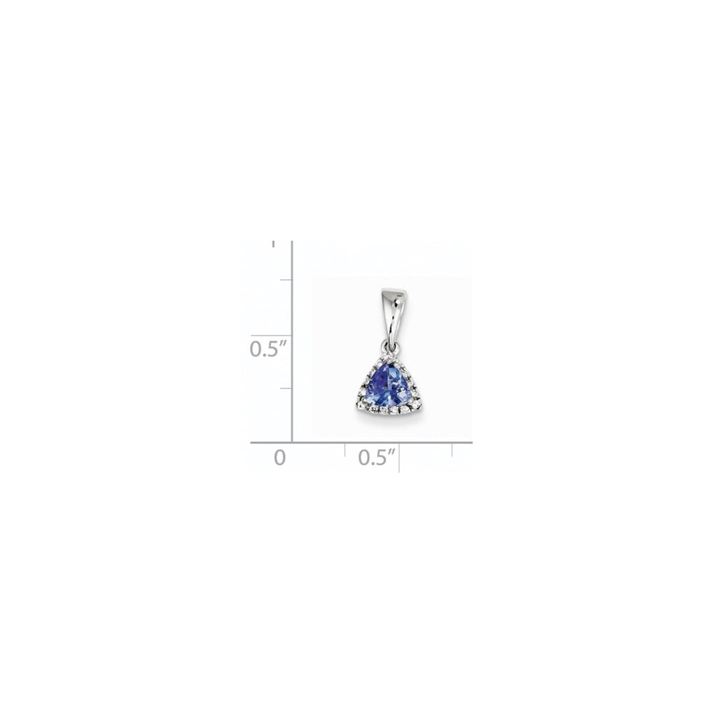14K Weißgold Tansanit-Diamant-Anhänger
