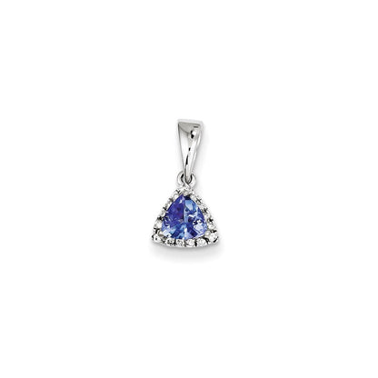14K Weißgold Tansanit-Diamant-Anhänger
