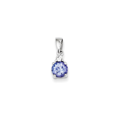 14K Weißgold Tansanit-Diamant-Anhänger
