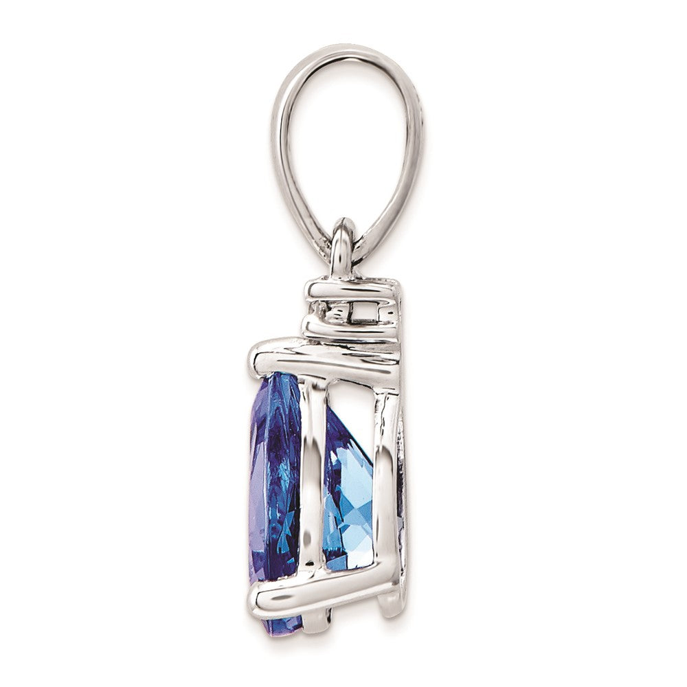 14K Weißgold Tanzanit-Diamant-Anhänger