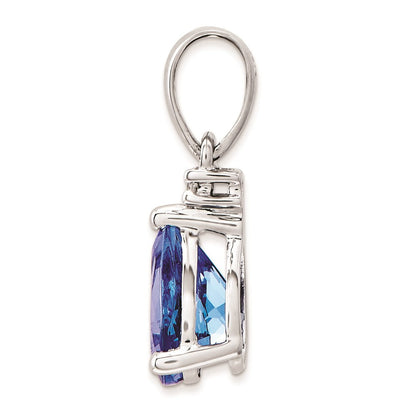 14K Weißgold Tanzanit-Diamant-Anhänger