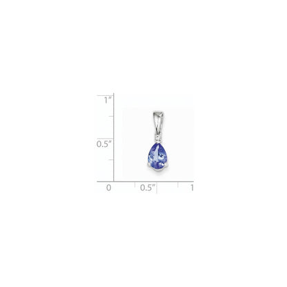 14K Weißgold Tanzanit-Diamant-Anhänger