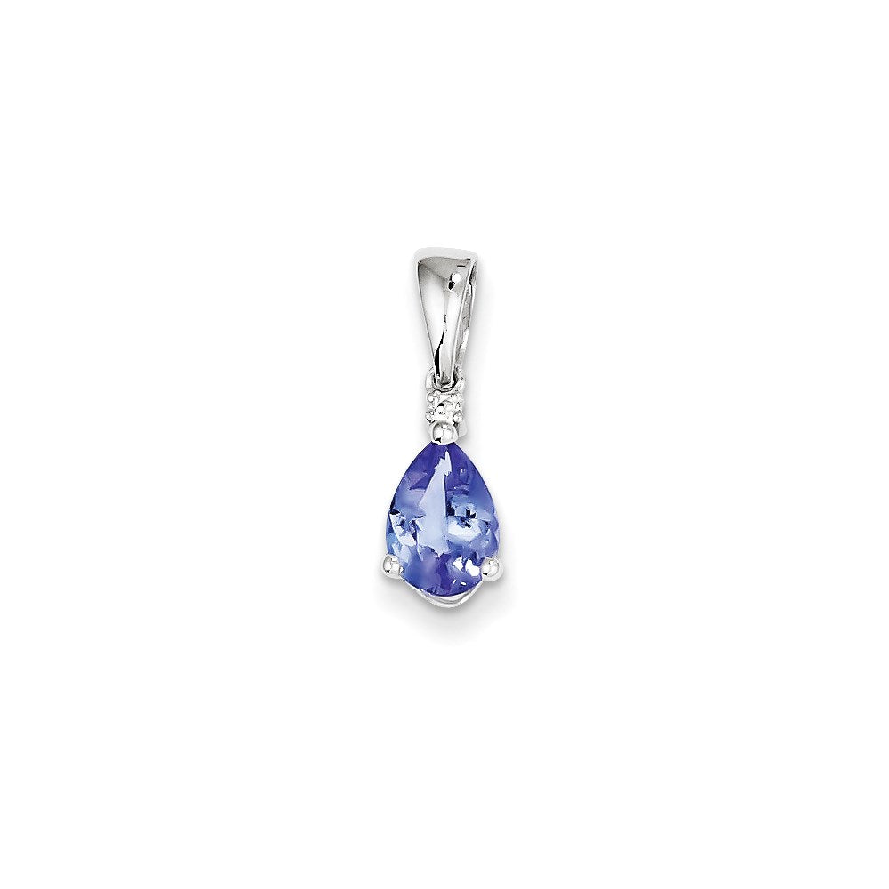 14K Weißgold Tanzanit-Diamant-Anhänger