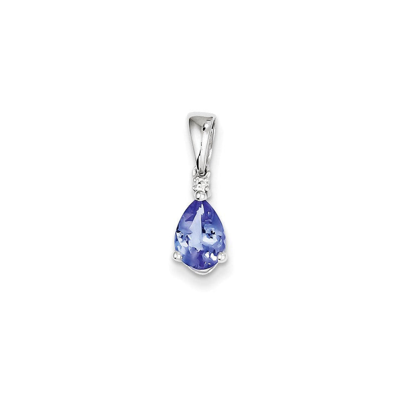 14K Weißgold Tanzanit-Diamant-Anhänger