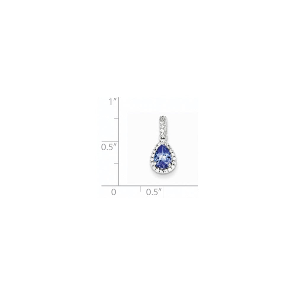 14K Weißgold Tansanit-Diamant-Anhänger