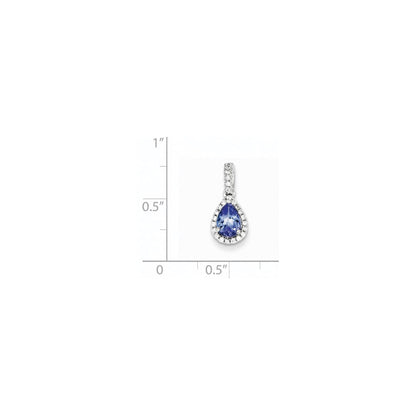 14K Weißgold Tansanit-Diamant-Anhänger