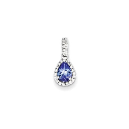 14K Weißgold Tansanit-Diamant-Anhänger