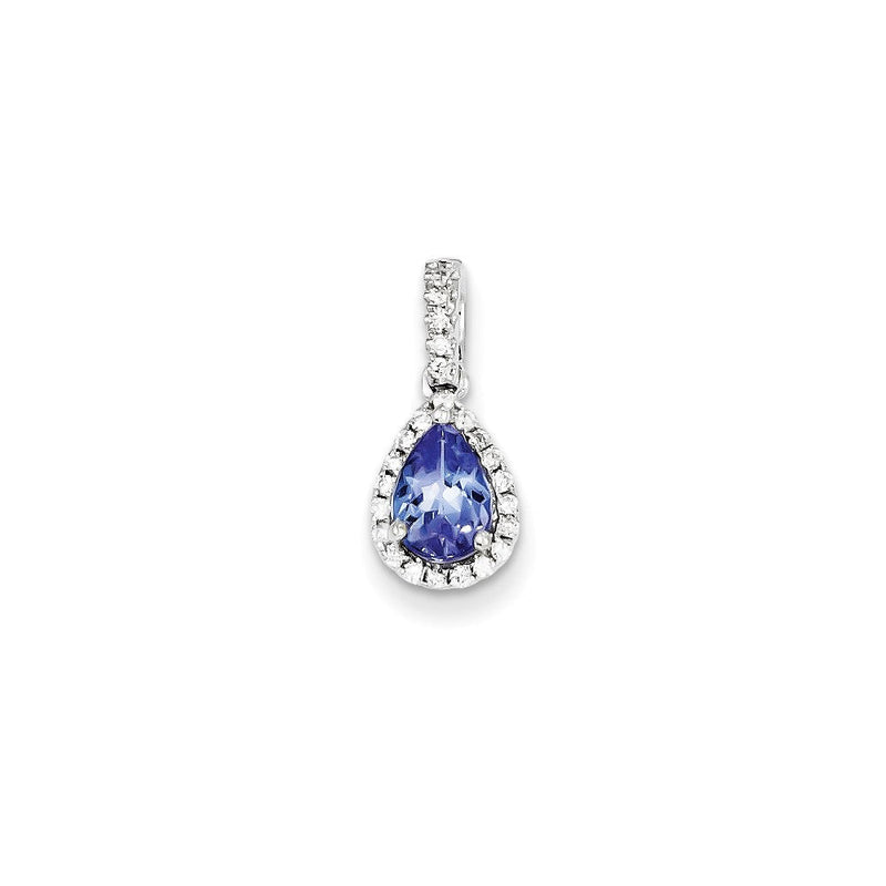14K Weißgold Tansanit-Diamant-Anhänger