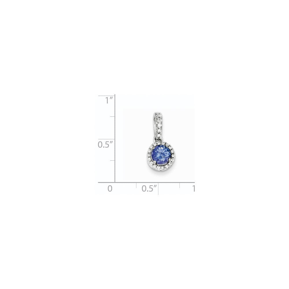 14K Weißgold Tansanit-Diamant-Anhänger