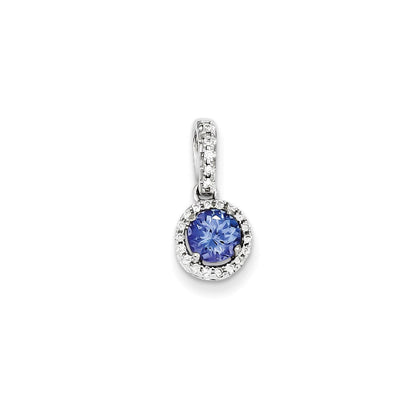 14K Weißgold Tansanit-Diamant-Anhänger