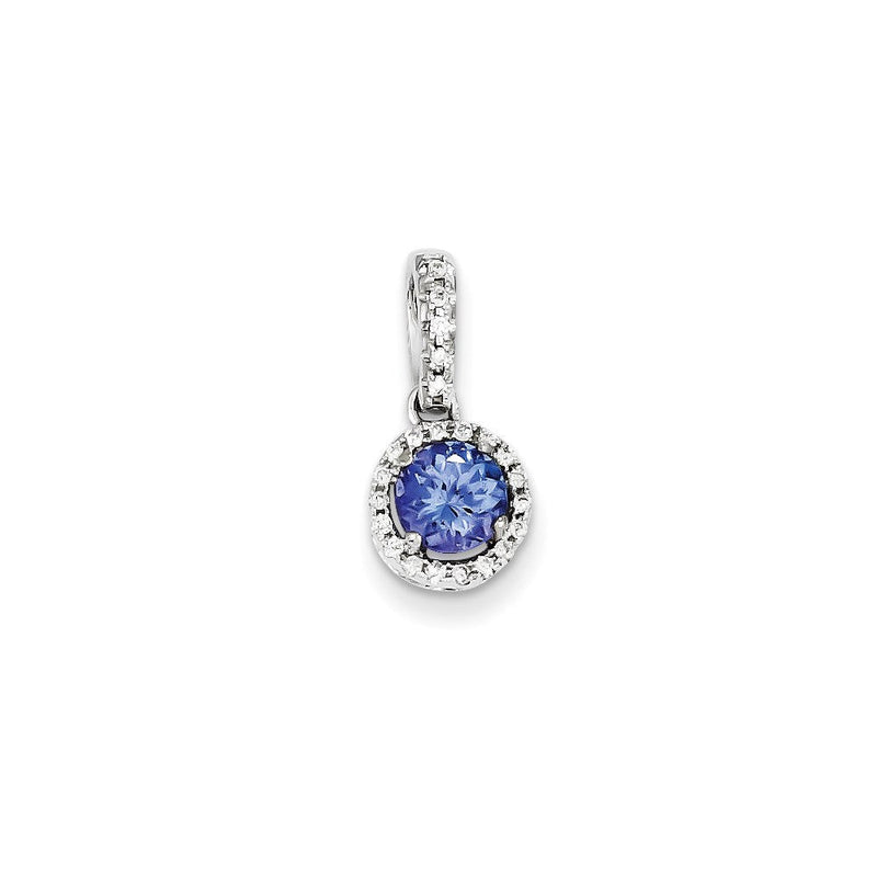 14K Weißgold Tansanit-Diamant-Anhänger