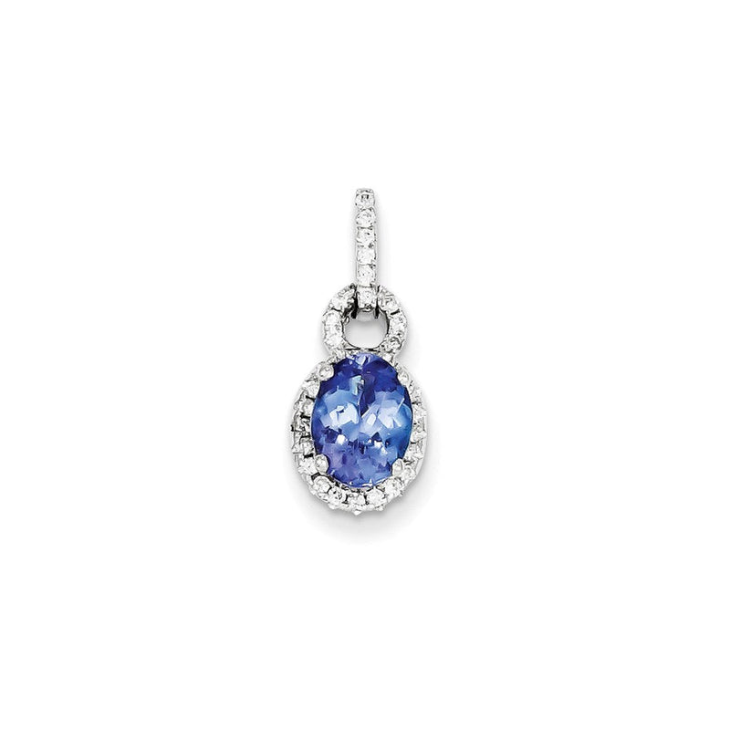 14K Weißgold Tansanit-Diamant-Anhänger