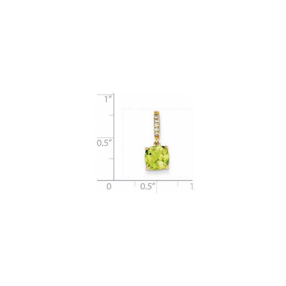 14K Gelbgold Anhänger mit echtem Diamant und Peridot