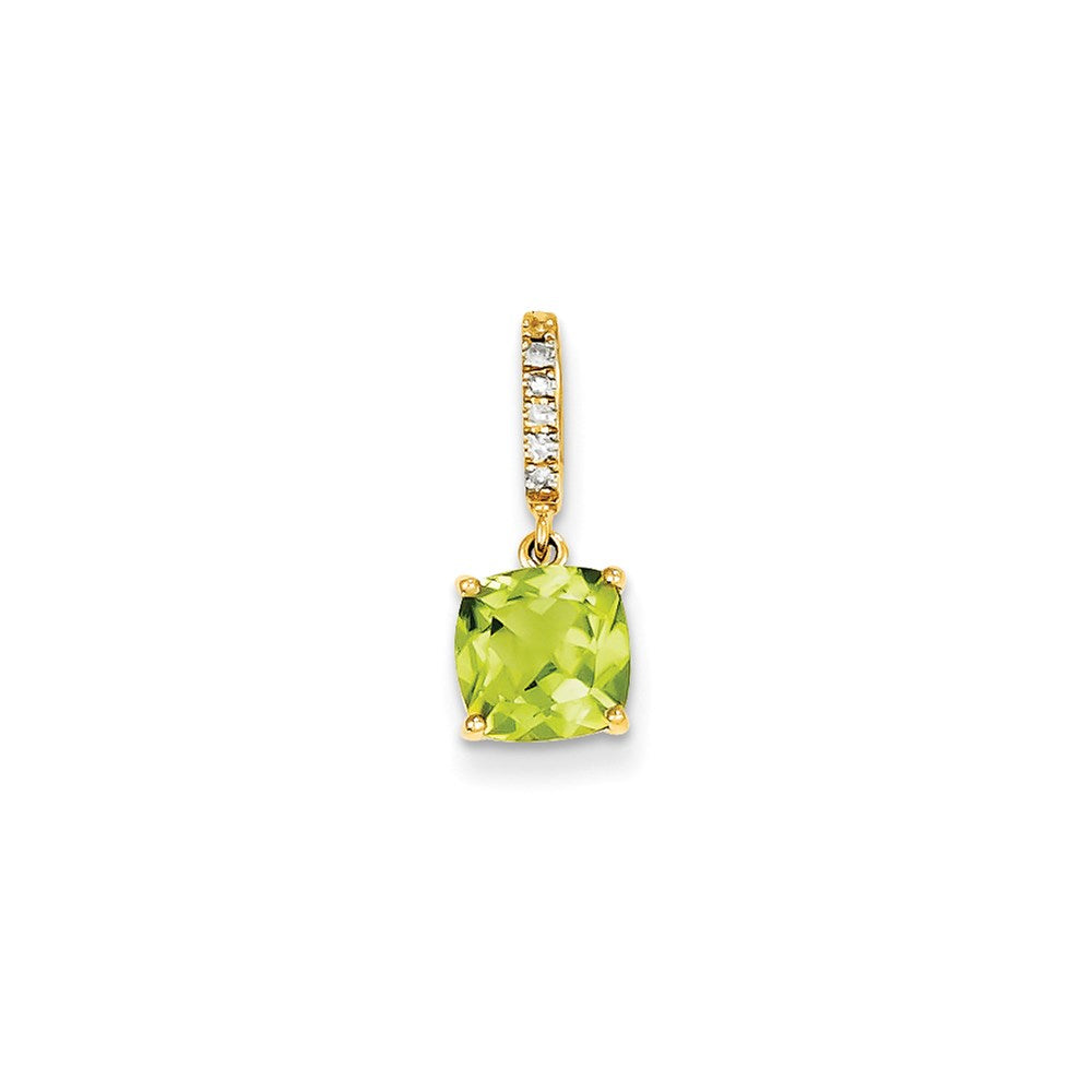 14K Gelbgold Anhänger mit echtem Diamant und Peridot