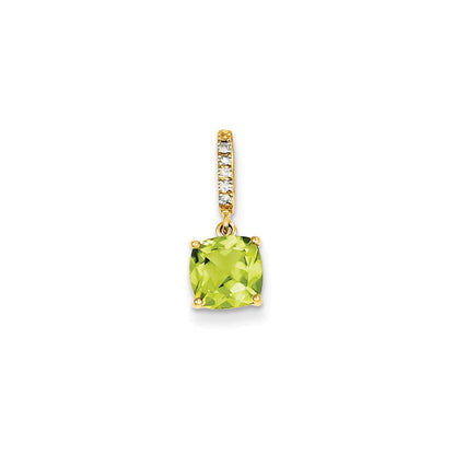 14K Gelbgold Anhänger mit echtem Diamant und Peridot
